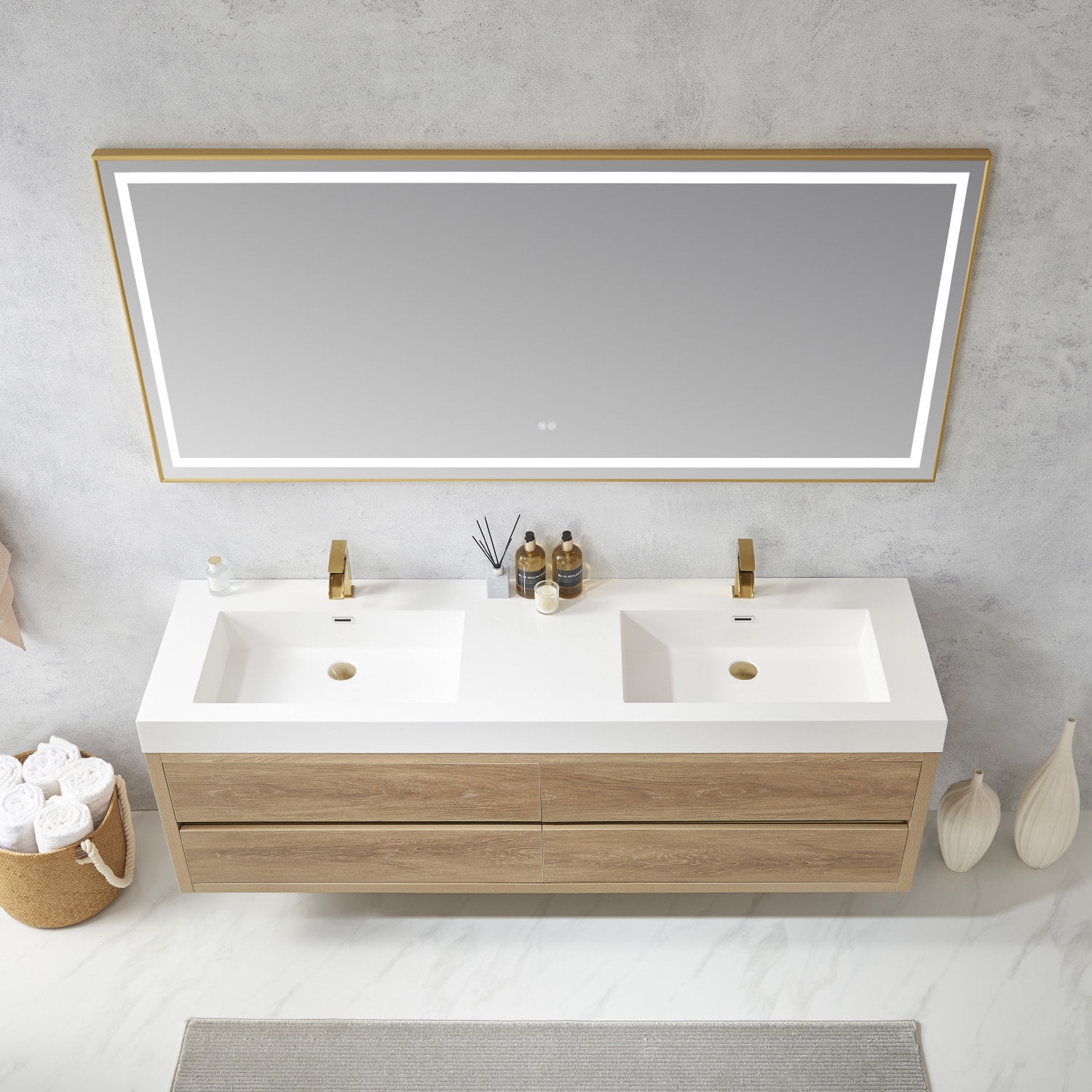 Miseno Mv703172 Palencia 72" Free Standing Double Basin Vanity Set - North Carolina Oak