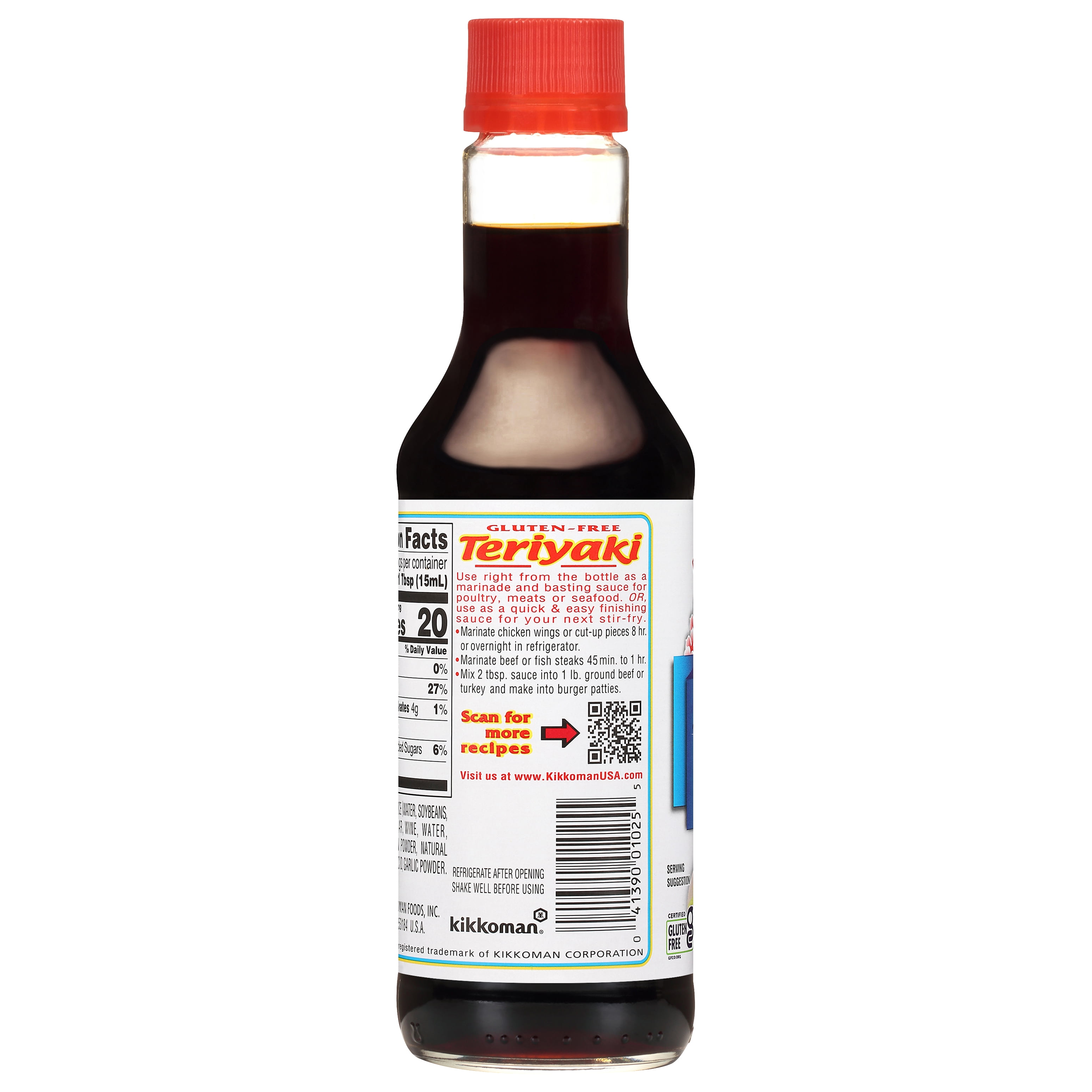 (6 pack) Kikkoman Gluten‑Free Teriyaki Marinade & Sauce, 10 fl oz Glass Bottle