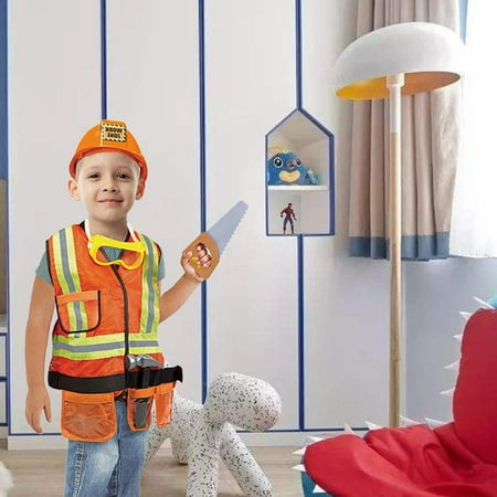 AUTCARIBLE Children's Engineering Costume Kids Construction Worker Cosplay Costume Professional Experience Clothing Uniform Set