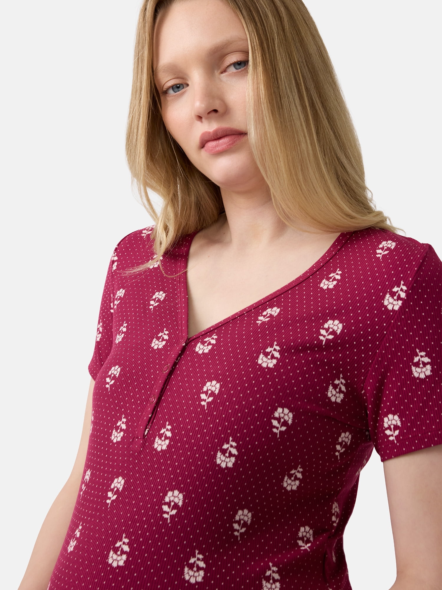 Ingrid & Isabel For Every Belly Women's Maternity Ribbed Henley T-Shirt Dress, Sizes S-XXXL