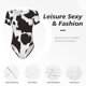 thumbnail image 4 of Fotbe Cow Skin 2 Body de Mujer con Cuello Redondo y Mangas Cortas, Sin Mangas Ajustado, Suave, Cómodo y Básico-Large, 4 of 7