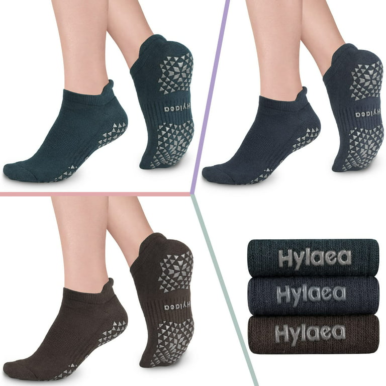 Hylaea Womens & Mens Non Slip Grip Socks with Cushion for Yoga Pilates  Barre