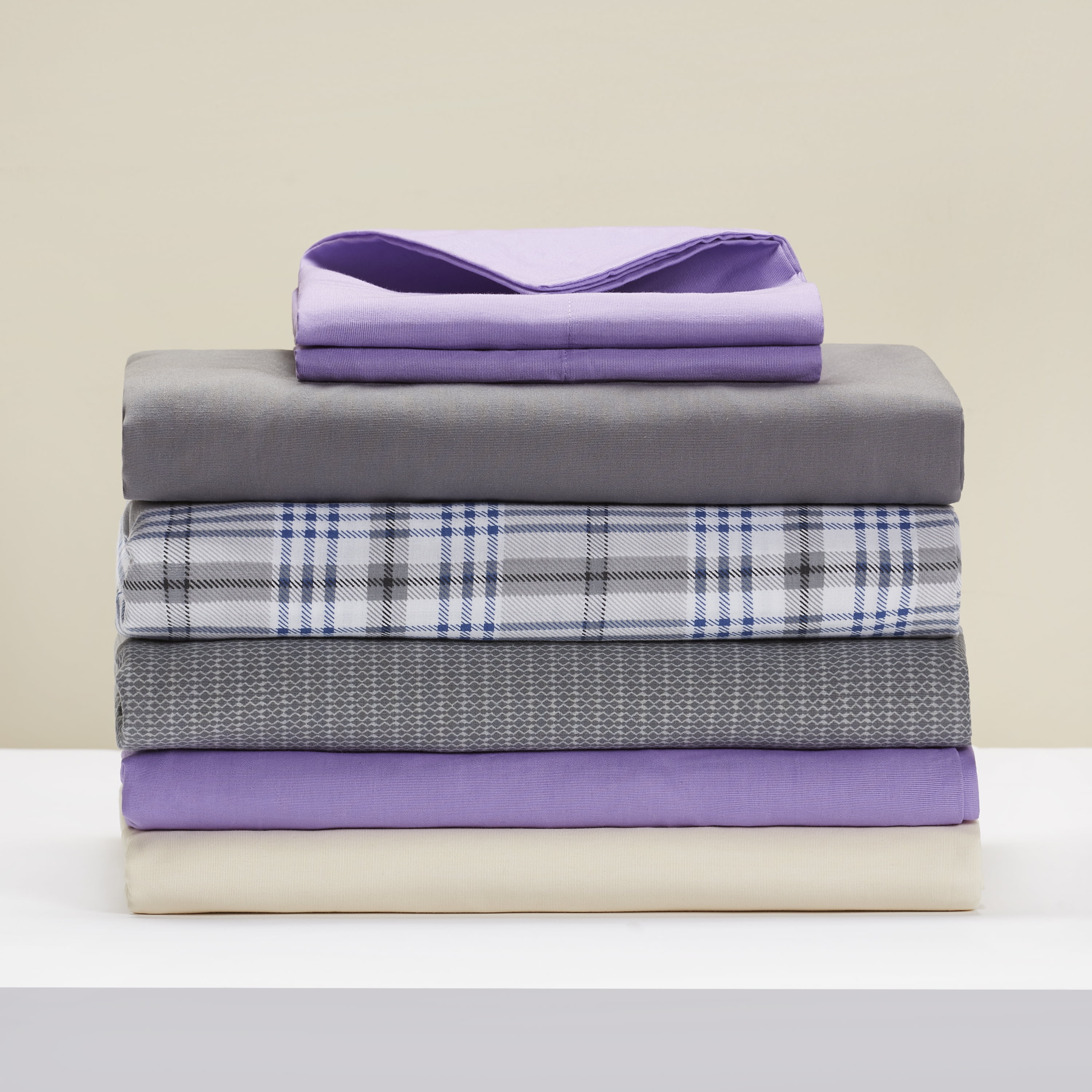 Mainstays 200 Thread Count, 1 Queen Flat Sheet, Gray Quatrafoil