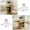 thumbnail image 5 of 47"–63" Extendable Round Dining Table with Storage Shelf Base, Converts to Oval Kitchen Table for 4–6, Modern Farmhouse, 5 of 9
