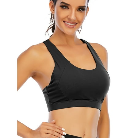 

FANNYC Cross Back Sport Bras Padded Strappy Criss Cross Cropped Bras for Yoga Workout Fitness Activewear Sexy Padded Yoga Bra Tops With Good Support