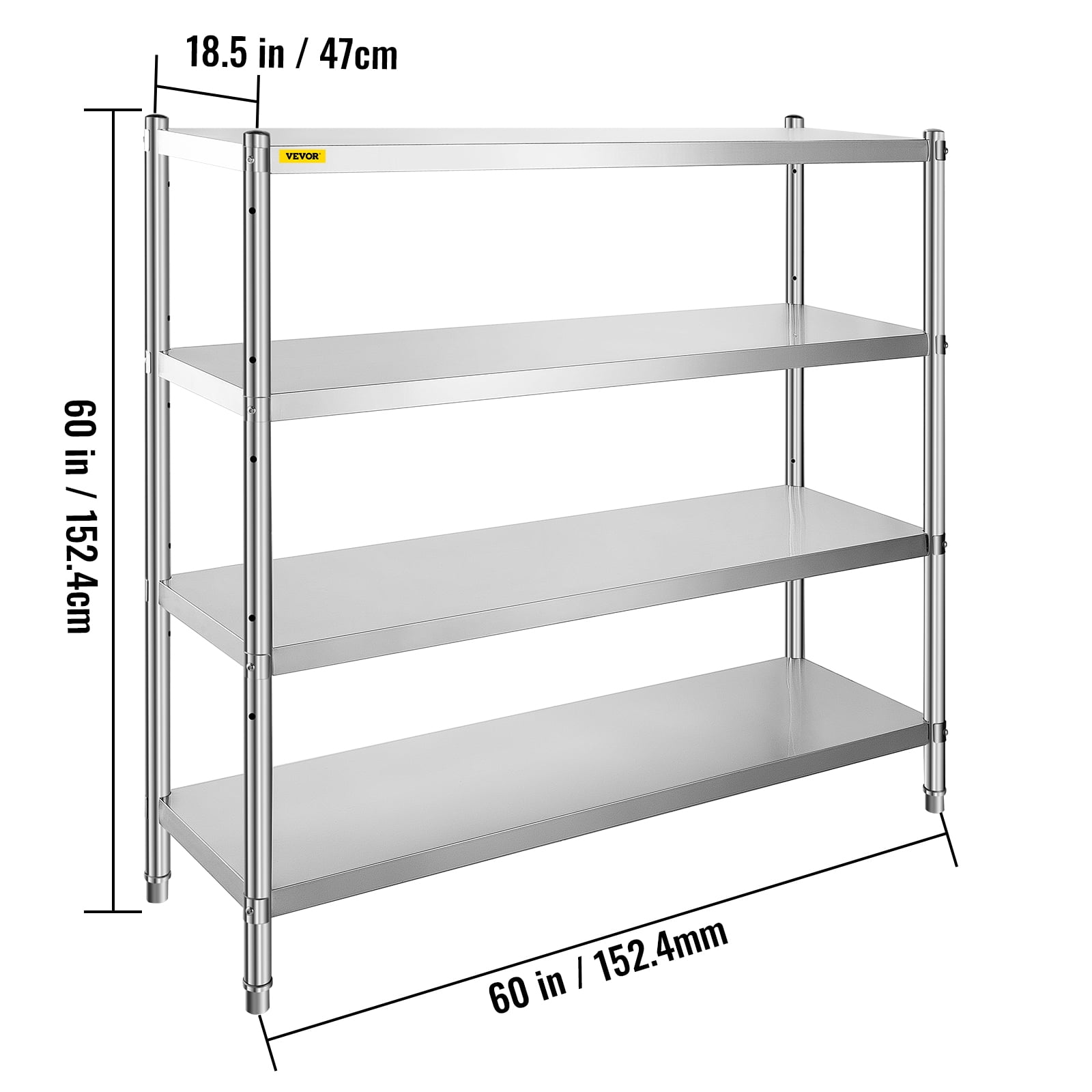 VEVOR Stainless Steel Shelving Inch Tier Adjustable Shelf Storage Unit