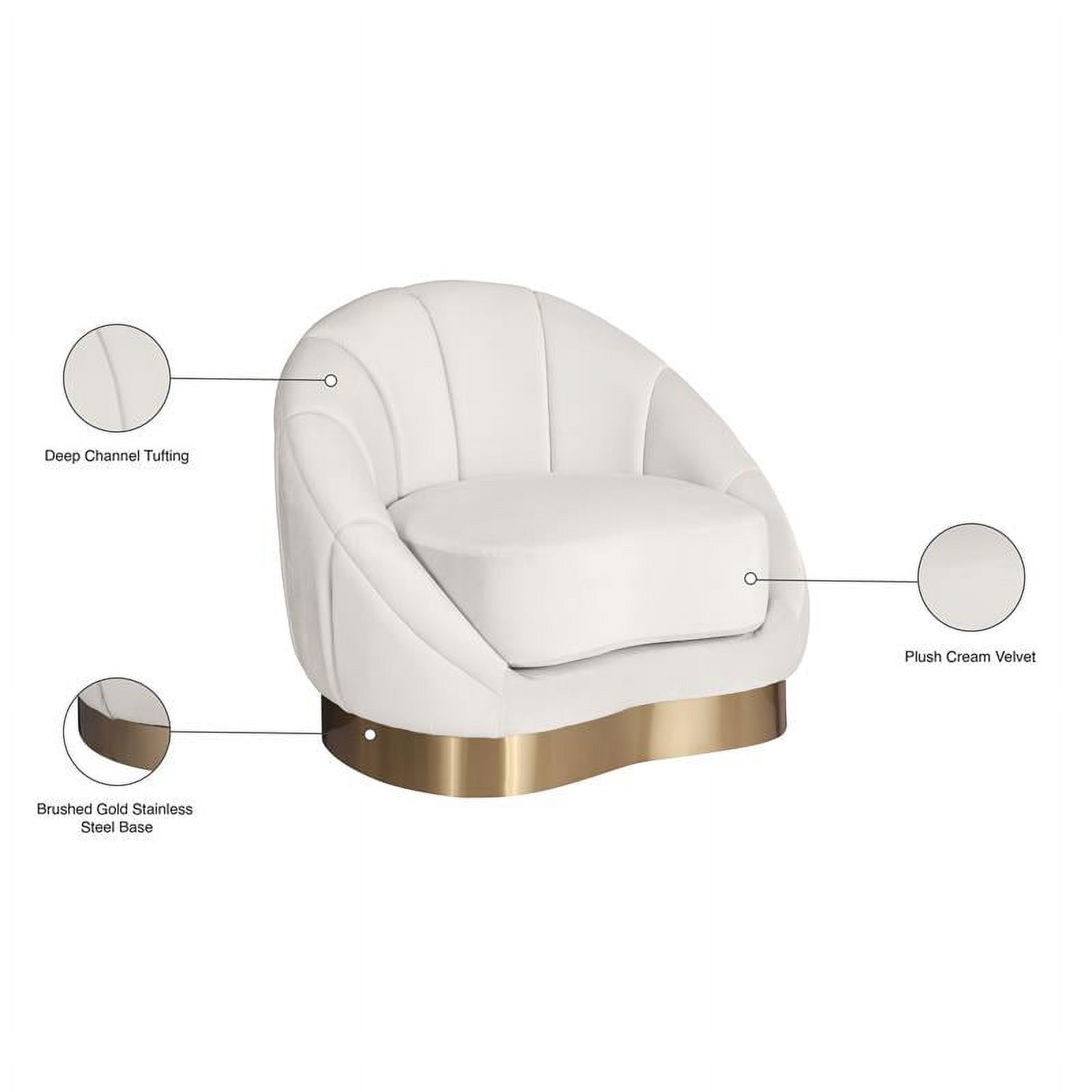 Meridian Furniture Shelly Cream Velvet Chair - image 4 of 5