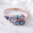 thumbnail image 2 of Cluster Round Alexandrite wedding band Unique Rose gold Multi Gemstone Stackable ring women Moissanite ring Birthstone ring Promise ring, 2 of 4