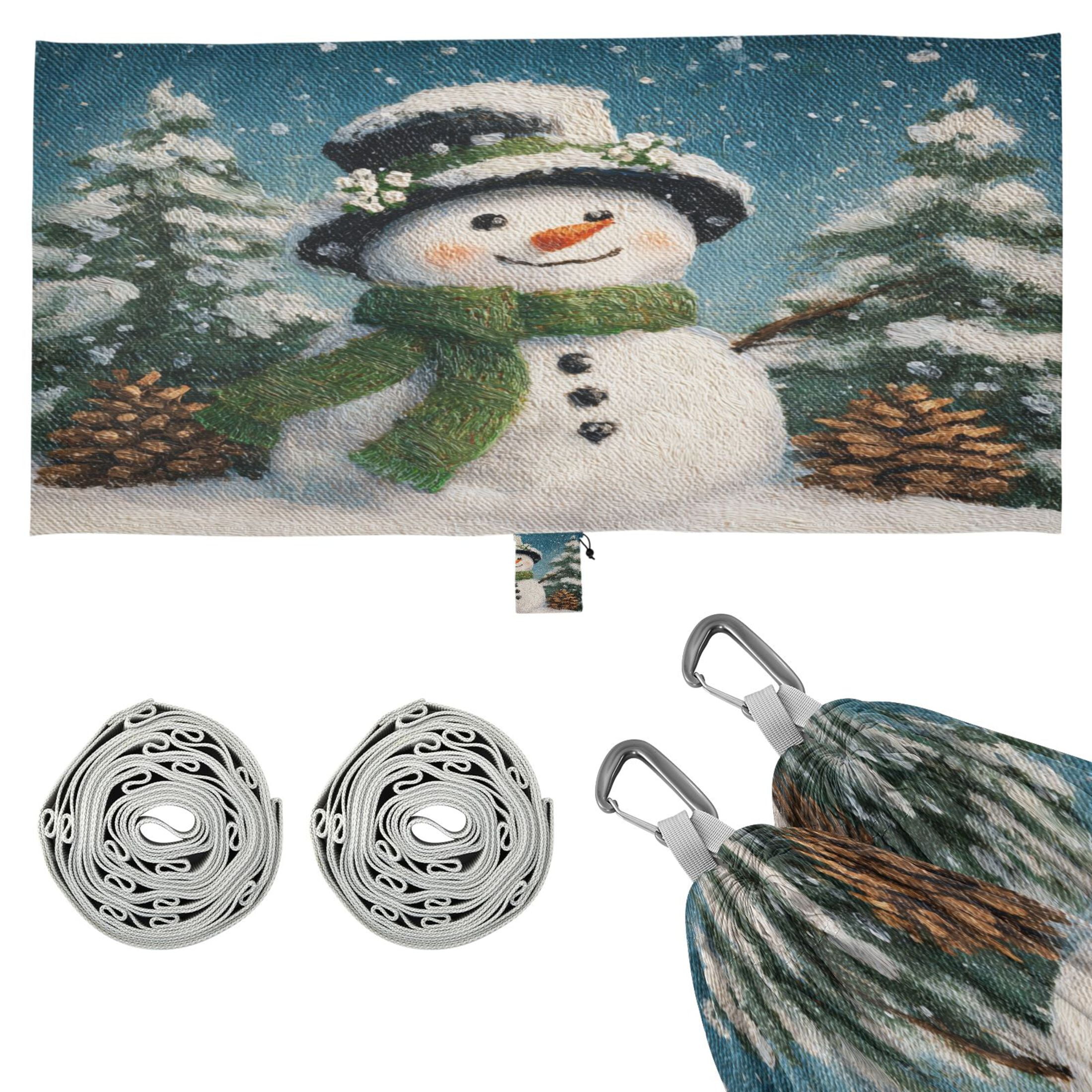 Hammock Camping Hammock Nylon Portable Hammock Travel Camping Hammock Green Cartoon Christmas Snowman