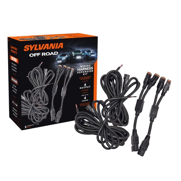 SYLVANIA - Four Output LED Wiring Harness Expansion Kit - 12V On Off Switch Power Relay, Blade Fuse, Off Road LED Work Light, Off Road Driving Light, Truck, Boat, ATV, UTV, SUV, 4x4 (1 PC)
