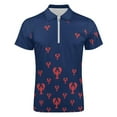 thumbnail image 4 of Lobster Squadron on Navy Men Zipper T-shirt Summer Casual Short Sleeve T-shirt Top, 4 of 7