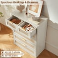 thumbnail image 4 of 6 Rattan Drawer Dresser, Rustic White Dressers for Bedroom with Chest of Drawers, Wooden Cabinet for Bedroom, Living Room, Entryway, 4 of 7
