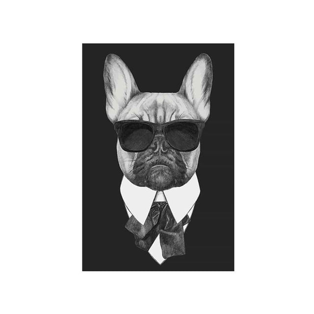Gafas oscuras traje perro dibujo al óleo pintura al óleo negra imagen Animal casa pared arte cartel lienzo foto pared pintura Scienceny JJ13190-09