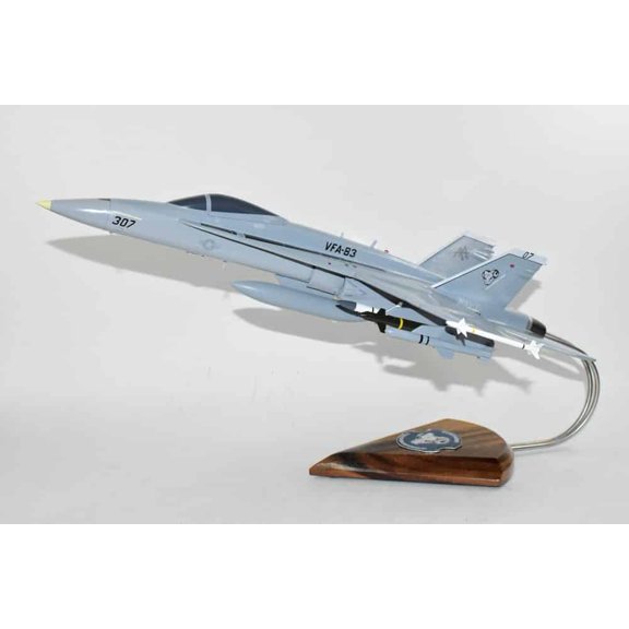 VFA-83 Rampagers USS Saratoga 1990 F/A-18C Model, Navy, 1/37th (18") Scale, Mahogany