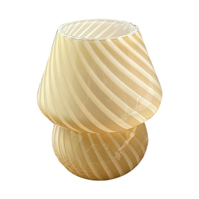 Lámpara de mesa de escritorio para dormitorio con luz nocturna de vidrio estriado alimentada por USB con 8 W de calor Beige