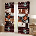 thumbnail image 2 of jejeloiu Vintage Cattle Hide Blackout Curtains Set of 2 (52x84 Each),Rustic Western Aztec Window Curtains,Boho Tribal Curtains and Drapes For Teens,Super Cozy Room Decor, 2 of 6