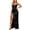 Black, variant on Women's Satin Cami Maxi Dress Spaghetti Strap High Side Slit Bodycon Party Wedding Guest Gown
