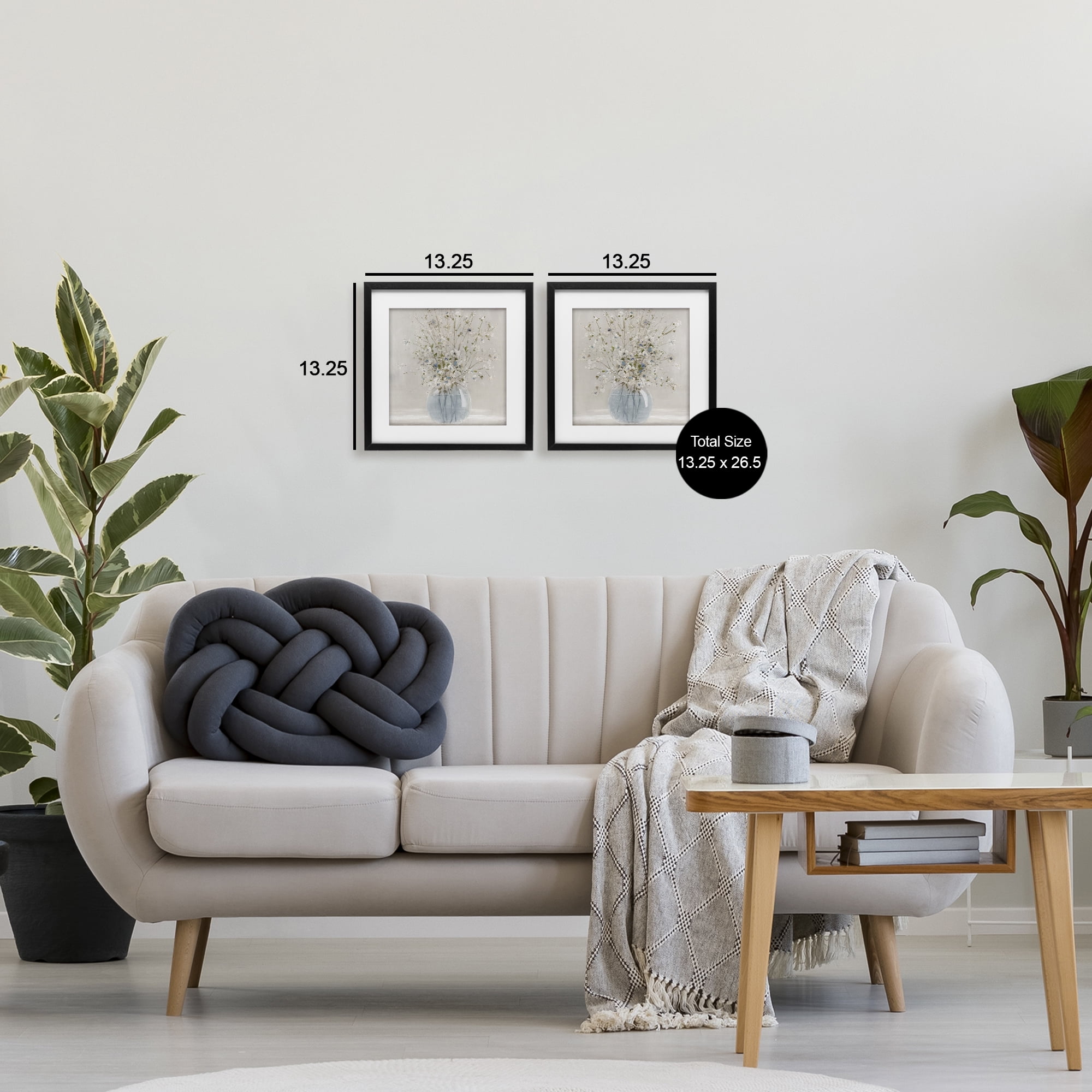 Stupell Industries Delicate Glass Vase Bouquet 2 Piece Black Framed Print Under Glass Set, design by Carol Robinson