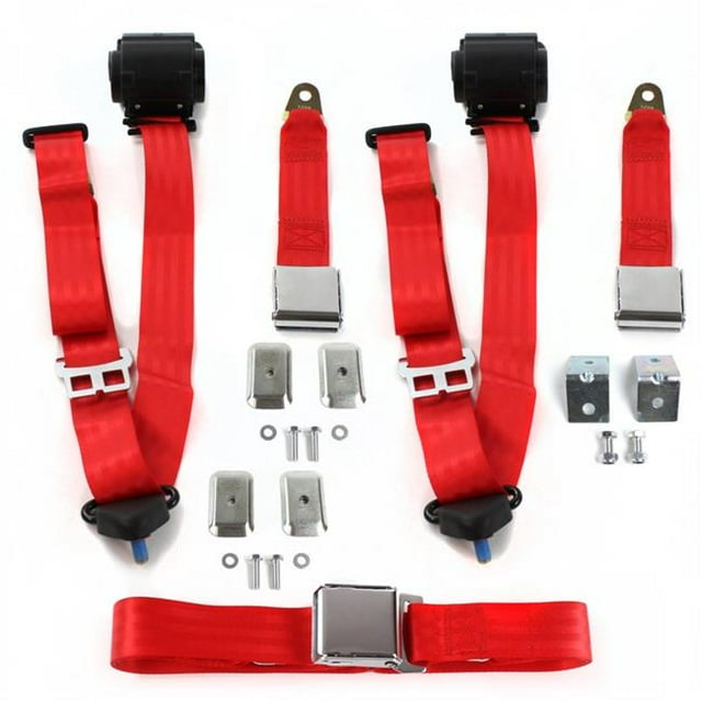 Kit de Ceinture de Sécurité de Banc Rétractable Rouge à 3 Points avec Bracket & 3 Ceintures pour 1968-1983 VW Type 1
