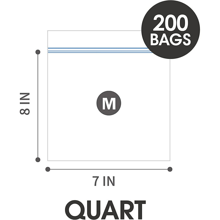 24/7 Bags | Double Zipper Seal Storage Bags, Quart Size, 200 Count (4 Packs  of 50) Easy Open Tabs, BPA-Free