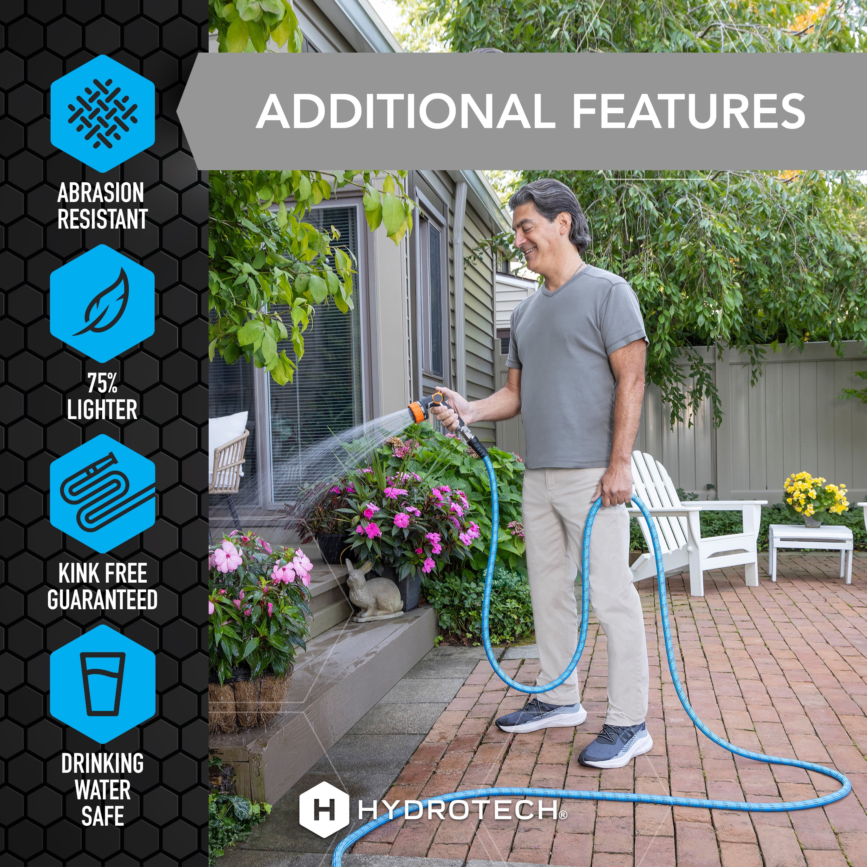 HydroTech Pro Series 3/4" x 25ft Expandable Garden Hose - Kink-Free, 2x Flow, Lightweight