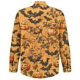 thumbnail image 6 of Domuza Button Down Shirt Men Long Sleeve Halloween Novelty Horror Print Relaxed Fit T-Shirts Casual Lightweight Lapel Dress Shirts for Halloween Party Saffron L, 6 of 7