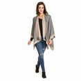 thumbnail image 3 of Women's Shawl Wrap Poncho for Cape Ruana for Travel Plane Blanket, Reversible Open Front Design (PC01-4L), 3 of 9