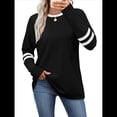 thumbnail image 1 of Camisas de Larga para Mujer, Blusas Casuales con Bloques de Color, Conjuntos de Otoño, Camisetas Básicas, Ropa de Moda Negro XL, 1 of 6