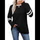 thumbnail image 1 of Camisas de Larga para Mujer, Blusas Casuales con Bloques de Color, Conjuntos de Otoño, Camisetas Básicas, Ropa de Moda Negro XL, 1 of 6