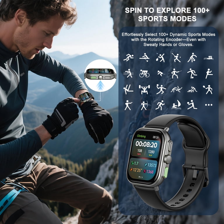 AUOSHI 1.96'' AMOLED Smart Watch Fit for Android iPhone(Bluetooth