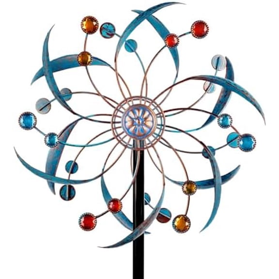 Wind Spinners Outdoor, Metal Kinetic Wind Spinner Decorative Wind Sculptures & Spinners, 13 Inch Double Pinwheels for Yard and Garden