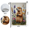 thumbnail image 2 of 30x45Watercolor Art Groundhog Garden Flag Rustic Woodland Animal Yard Flag Floral Motif Wildflower Garden Banner for Garden Decoration, Front Porch Accent, Spring Celebration, 2 of 9