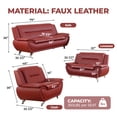 thumbnail image 2 of Alvantor 3 Piece Sofa Set - Upholstered Leather Sofa Deep Seat Couch for Small Spaces, Living Room Red, 2 of 6