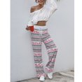 thumbnail image 3 of Pantalones con cordón y estampado navideño para mujer, elegantes, elásticos, de pierna larga y ancha, pantalones casuales para fiesta de Navidad No.30 White Deer XXL, 3 of 8