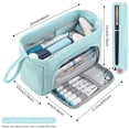 thumbnail image 3 of Rirool Large Capacity Pencil Case, Wide Opening Pencil Pouch with Clear Window, Zipper Pen Bag for School Supplies, Teen Girls Boys, Blue, 3 of 7