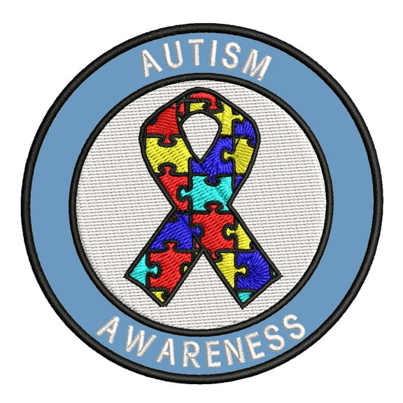 Puzzle Autism Awareness Support Ribbon Embroidered Patch Iron/Sew-On Applique