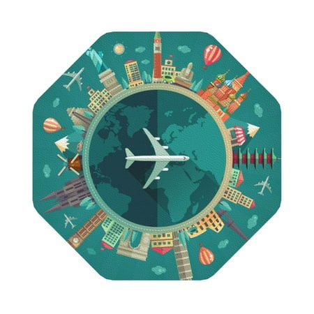 

Matuu Around The Planet for Cup Coasters Set of 6 Leather Coasters Desk Coasters for Office Measures 4” x 4” Octagon