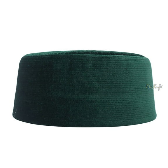TheKufi® Dark Green Islamic Hat Rigid Velvet Kufi Chechen style Kufi Cap (S-56cm)
