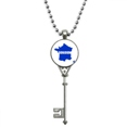 thumbnail image 1 of French Map Outline French Hello Pendant Vintage Necklace Silver Key Jewelry, 1 of 3