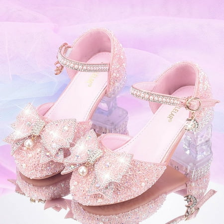 

Gubotare Liitle Girls Sandals Girls Sandals Princess Wedding Bow Girl Open Toe Party Summer Dress Shoes for Toddler Little Big Kids (Pink 1)