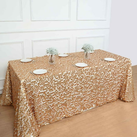 

Efavormart 90 x132 Big Payette Matte Champagne Sequin Rectangle Tablecloth Premium Collection Table Cover Sparkle Metallic Sequence Table Cloths for Birthday Party Baby Shower Wedding Covers
