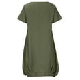thumbnail image 5 of Summer Cotton Linen Dress for Women Short Sleeve Scoop Neck Loose Tshirts Dress Solid Simple Comfy Pockets Dress, 5 of 7