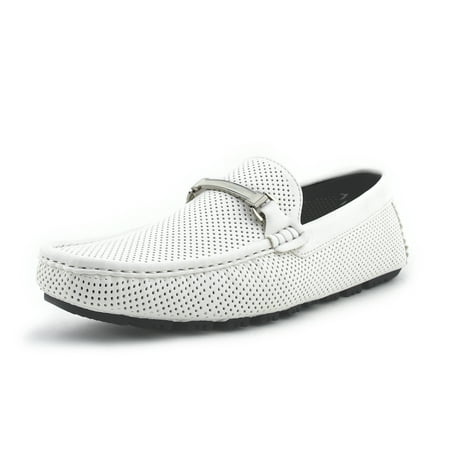 

Amali Mens Slip On Driving Moccasin Casual Loafers Dress Shoes White Size 14