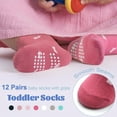 thumbnail image 2 of Non Slip Toddler Socks Girls Cartoon Crew Non-Slip Socks With Grips for Baby 1-7 Years Kids, 2 of 5