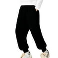 thumbnail image 3 of Swuxness Toddler Casual Fleece Sweatpants, Fall Long Pants for Kids, Toddler Fleece Lined Solid Color Elastic Waist Side Pockets Cuffed Casual Active Sweatpants Black, 3-4 Years, 3 of 5