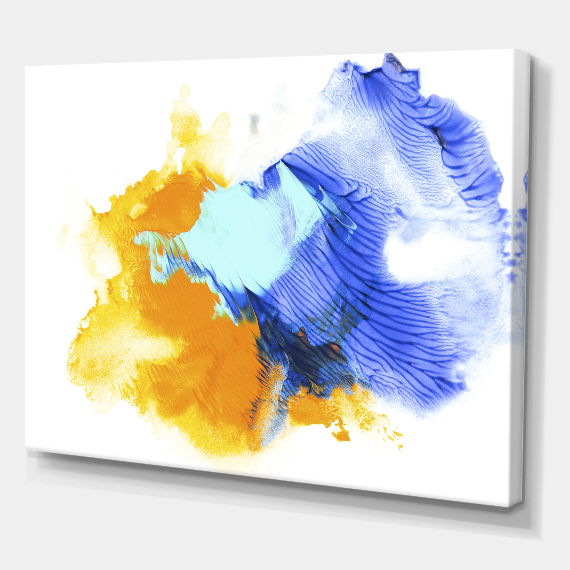 Designart ' Abstract Orange and Blue Clouds ' Modern Canvas Wall Art Print