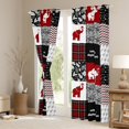 thumbnail image 3 of Manfei Cartoon Elephant Animal Black Out Curtains, Chic Stripes Abstract Curtains Pack of 2 (42x63 Each), Black Red Patchwork Bedroom Curtains, Curtains and Drapes Home Decor, 3 of 6