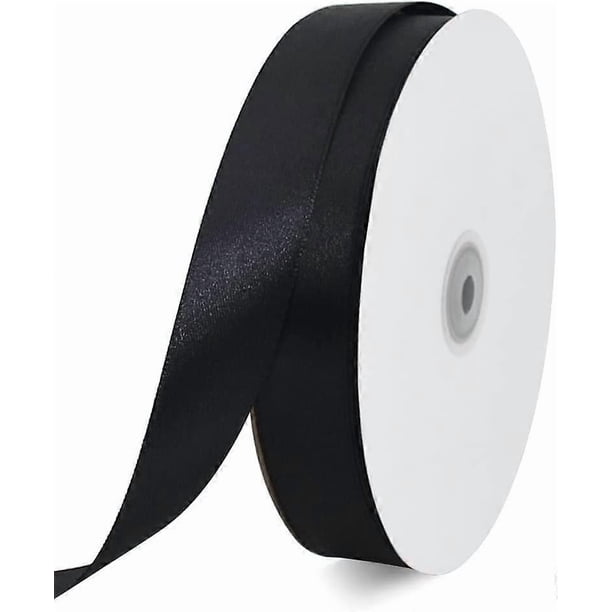1 Inch x 100yds Black Satin Ribbon Wide Solid Fabric Ribbons Roll for Valentine's Day Gift Wrapping Invitation Floral Bouquets Hair Crafts Sewing Wedd