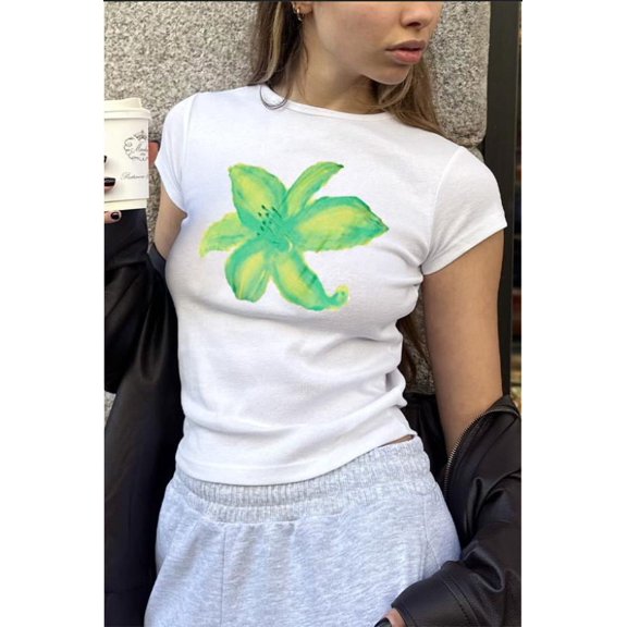 Michellecmm Women's 4th of July Tops Casual Slim Fit Star Print Round Neck Short Sleeve T-Shirt