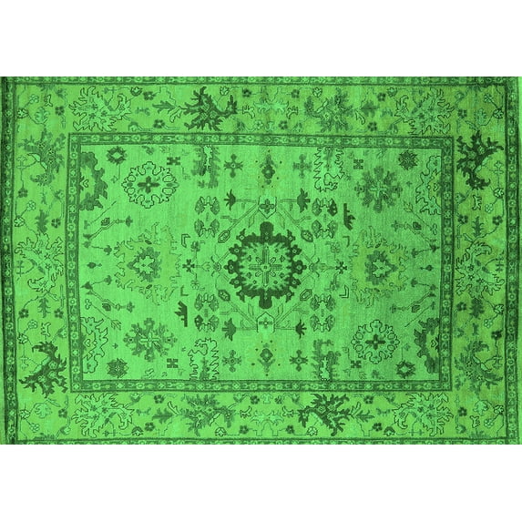 Ahgly Company Indoor Rectangle Oriental Green Industrial Area Rugs, 7' x 9'
